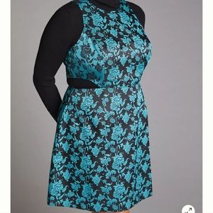 Floral Jacquard Cut-Out Mini Dress